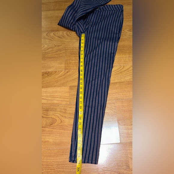 Free People Navy Blue Red Grey Striped High Waisted Skinny Ankle Pants Size 27 - Picture 8 of 11